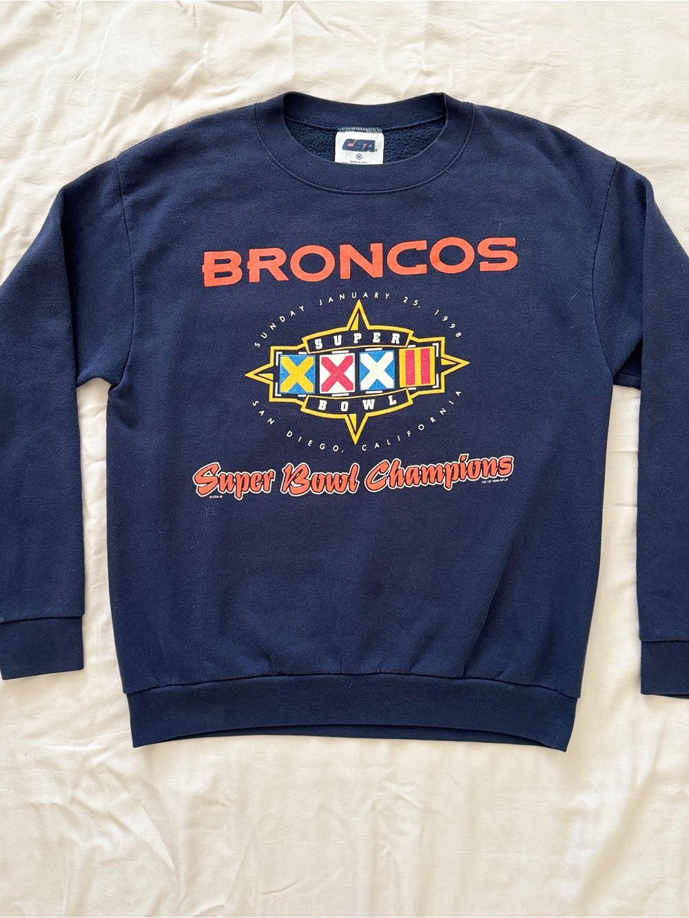 Broncos Super Bowl Champions Navy Crewneck Sweatshirt